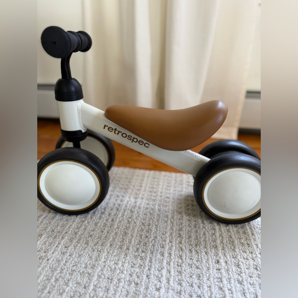 Retrospec Toddler Balance Bike in White and Brown